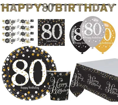 Produktbild von Zahl 80 Sparkling Celebrations Gold Partyset 41-teilig