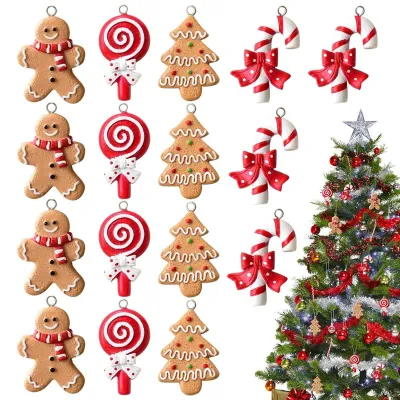 Imagen del producto de Juego de 16 adornos navideños tridimensionales de resina, ideales para decorar
