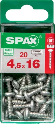 Produktbild von SPAX 4231010450161, Schraube, Stahl, Zink, Holz, Flachkopfschraube, Pozidriv, Silber