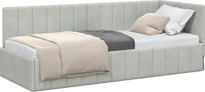 Obrázok produktu pre vidaXL Rohový rám postele s čelom svetlosivý 80 cm x 200 cm zamat