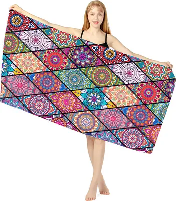 Produktbild von Microfiber Sand Free Beach Towel-Quick Dry Super Absorbent Oversized Large Thin Towels Blanket for Travel Pool Swimming Bath Camping Yoga Girls Women Men Adults Boho Bohemian