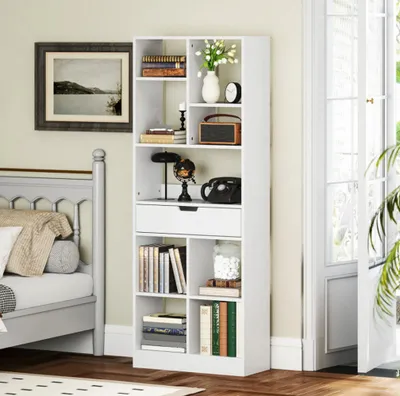 Produktbild von Bücherregal, Mehrzweckregal, 9 Fächer, Schublade, Standregal, 60 x 26 x 158 cm