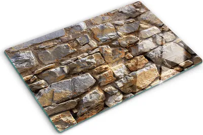 Produktbild von Tulup Glas Herdabdeckplatte - 80x52 cm - Glaskeramikkochfeld-Abdeckung Spritzschutz Glasabdeckplatte - Einteilig - Sonstige - Steinmauer - Braun