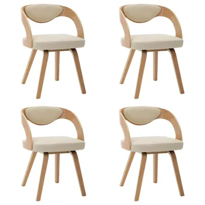 Immagine prodotto di vidaXL Sedie da pranzo 4 pz. Legno curvo crema e Pelle finta