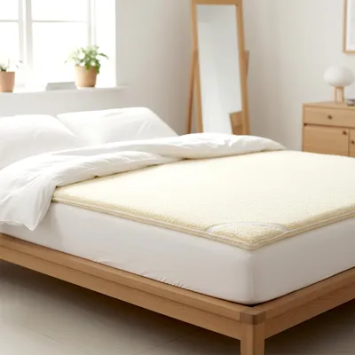 Produktbild von WOOL-STAM Matratzen Topper aus 100% Schurwolle – 5-Zonen Massage Ergo+ – 5cm Höhe Matratzentopper – Atmungsaktiv Waschbar Hypoallergen 160x190 cm