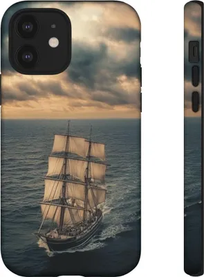 Produktbild von Stimmungsvolle Segelschiff-Szene auf rauer See – Hülle Kompatibel mit iPhone 12