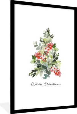 Produktbild von MuchoWow® Gerahmtes Poster Weihnachtsbaum - Zitat - Aquarell 60x90 cm - Poster mit Schwarzem Bilderrahmen Wandposter Rahmen Foto Bilder - Dekoration - Wandposter Wohnzimmer - Hochwertig