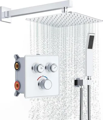 Produktbild von Einbaudusche Thermostat Regendusche 25x25 cm Edelstahl