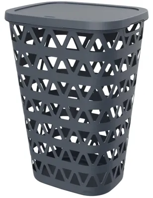 Image de Panier à linge CURVER avec couvercle, 55 L, gris foncé, en plastique