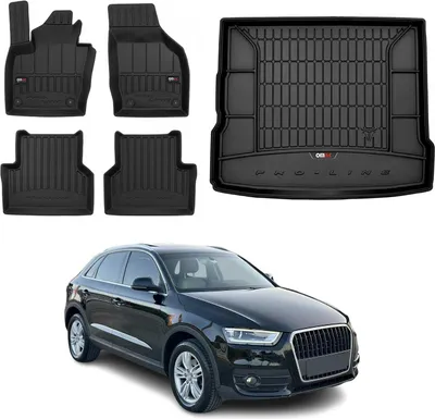 Immagine prodotto di Set di tappetini e fodere per bagagliaio OMAC per Audi Q3 8U 2011-2018 in gomma nera 5x