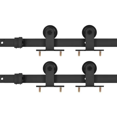Produktbild von vidaXL Schiebetür-Beschlagsätze 2 Stk. 183 cm Stahl Schwarz