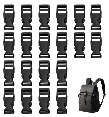 Produktbild von Steckschnallen - 20 Stück verstellbar - Klickverschluss für Rucksäcke - 20 mm Schwarz