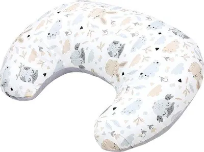 Image de Petit coussin de soutien pour bébé avec housse en coton, motif : lapins/hibou