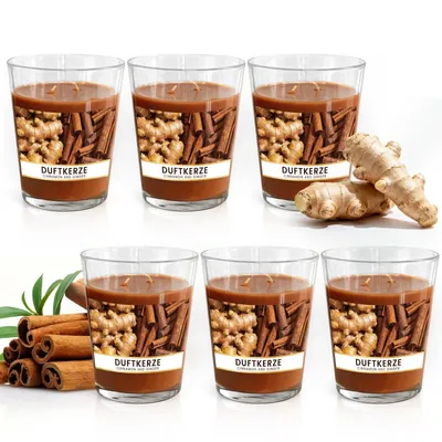 Produktbild von Duftkerze im Glas Cinnamon & Ginger Burning 50 hours 6er Pack 550g