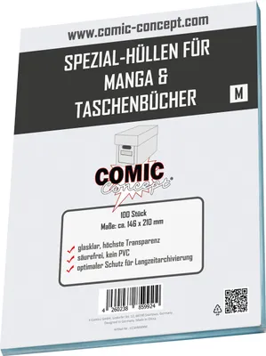 Produktbild von Comic Concept Spezial-Hüllen (ohne Lasche) für Manga & Taschenbuch M (146 x 210 mm)