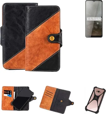 Produktbild von K-S-Trade Handyhülle Schutzhülle Bookstyle Case Wallet-Case kompatibel mit Cubot Note 10 Handy Cover Bumper Klapphülle schwarz hellbraun 1x