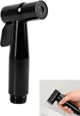 Produktbild von Toiletspülpistole aus Edelstahl 304, schwarz, mit Filter, wassersparend, für die Toilette