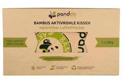 Produktbild von pandoo Bambus Lufterfrischer 500g natürlich mit Aktivkohle – Luftreiniger, Luftentfeuchter Raumerfrischer & Geruchsentferner für Wohnung und Auto