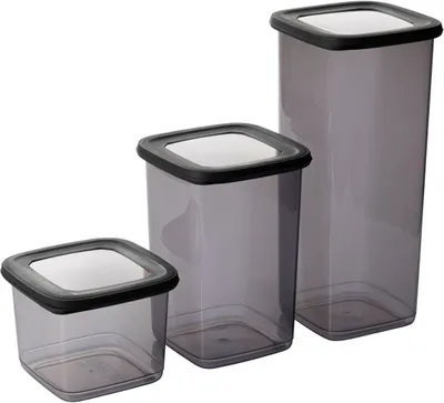 Image de Hermia Concept, BNMPOLYAS18-51217SRG, boîtes de conservation, lot de boîtes de rangement (18 pièces), anthracite, plastique, 10 x 10 x 9,5 cm