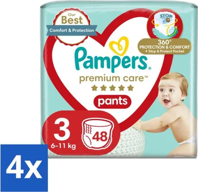 Produktbild von Pampers – Windelhosen – Premium-Pflegehosen Größe 3 – 48 Windeln - Vorteilspack - 4 Stücke