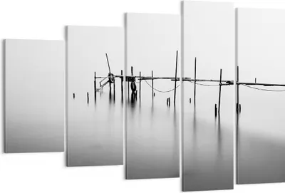 Produktbild von Bild auf Leinwand - Leinwandbild - Meer Brücke Wasser - 150x100cm - Wand Bild - Wanddeko - Leinwanddruck - Bilder - Kunstdruck - Wanddekoration - Leinwand bilder - Wandkunst - EG150x100-3727