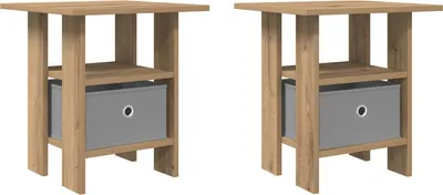 Image de Table de chevet 2 pc Chêne artisanal 41 x 40 x 45 cm