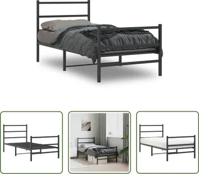 Produktbild von The Living Store Bettgestell mit Kopf- und Fußteil Metall Schwarz 90x190 cm