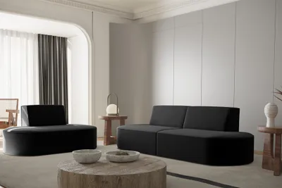 Produktbild von Sofaset Designersofa Set 2-1 MILOT in Stoff Opera Velvet Schwarz