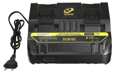 Image de Rosfix Chargeur de Batterie PowerMax DualCharge Pro DCB102 – Remplace les Chargeurs DeWalt DCB120, DCB204 et DCB182 | 10, 8 – 20 V, 2 x 2 A