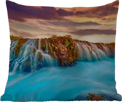 Produktbild von MuchoWow® Outdoor Kissen - Wasserfall - Landschaft - Wolken - Natur - 45x45 cm - Wetterfest - Lounge Kissen - Fotokissen - Dekoratives Kissen