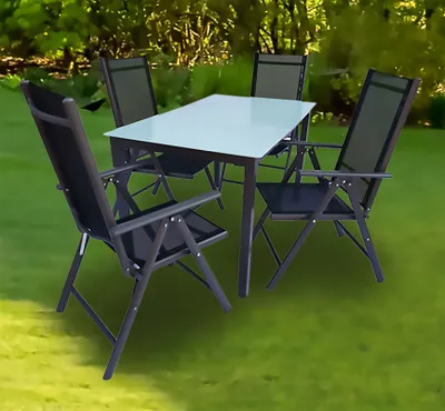 Produktbild von VCM 5 tlg. Gartenmöbel Set | Sitzgruppe Essgruppe | 1x Tisch, 4x Stühle | Tisch Maße ca. H. 76 x B. 140 x T. 80 cm | Stühle 140 MA