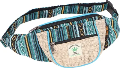 Produktbild von Praktische Hanf Gürteltasche, Crossbag, Ethno Bauchtasche, Crossbody Tasche - Natur/türkisblau, Uni - Erwachsene, Hanf,Baumwolle, 15*20*8 cm, Festival- Bauchtasche Hippie