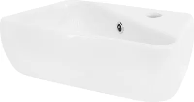 Obrázek produktu pro LuxeBath umyvadlo Umyvadlo na desku Square, 45x27x13 cm, bílé, keramika, otvor pro baterii vpravo