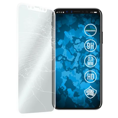 Produktbild von 1er-Pack PhoneNatic Glas-Folie klar full-screen mit abgerundeten Ecken weiß kompatibel mit Apple iPhone X / XS - Panzerglas für iPhone X / XS