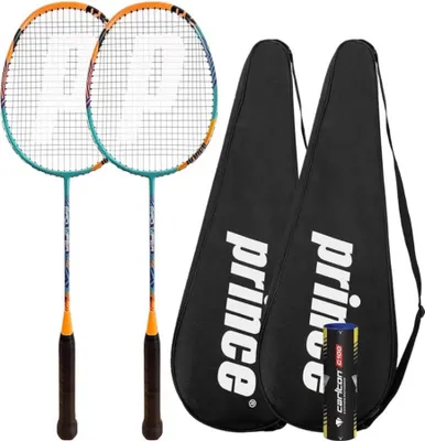 Produktbild von Prince Pro Viper, Badmintonschläger Twin Set, inkl. Federbälle, Tragetaschen, ideal für Freizeit und Wettkampf.