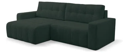Produktbild von Selsey Maillo – Ecksofa mit Schlaffunktion & Bettkasten, Cord, Universal, Dunkelgrün