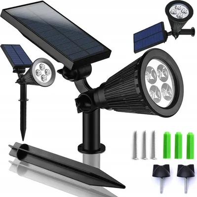 Zdjęcie produktu dla Lampa Solarna Led Wbijana Ogrodowa Czujnik Zmierzchu Do Ogrodu Reflektor