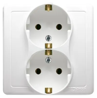 Immagine prodotto di Presa doppia (modulo) con contatto di terra 16A 250V bianco metallizzato da incasso BGSZ2/11