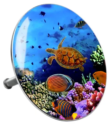 Produktbild von Badewannenstöpsel Ocean, Stöpsel für Badewannen mit vollständiger Abdeckung des Abflussbereichs, universell mit Motiv