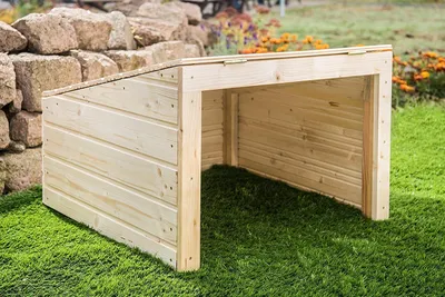 Wortek Mähroboter Garage Carport Rasenmäher Roboter Rasenroboter Unterstand Dach | Holz mit Klappdeckel | fertig montiert