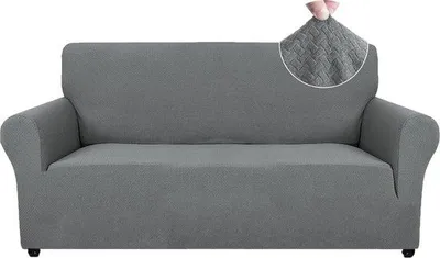Immagine prodotto di Fodera elastica per divano grigio chiaro, 2 posti, antiscivolo