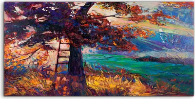 Produktbild von Coloray Acrylbild 140x70  Wandbild Acrylbilder Herbst Wald Landschaft modern