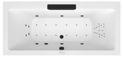 Produktbild von Polysan CASCATA Whirlpool-Badewanne, 185x85x45cm, Kaskade Schwarz, Highline Hydro-Air, Chrom
