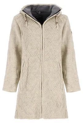 Produktbild von Lizzard Sports Damen Wollmantel mit abnehmbarer Kapuze - Lange Jacke aus Wolle in Beige Größe 3XL
