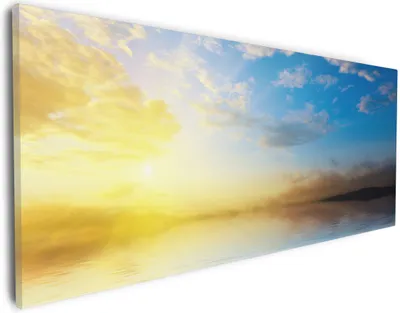 Produktbild von Wallario Premium Leinwandbild Sonnenuntergang über dem Meer I in Größe 30 x 75 cm