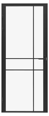 Produktbild von Reversible Türblatt mit asymmetrischem Design aus Aluminium und Sicherheitsglas - H204 x B73 cm - Schwarz - SANIVA