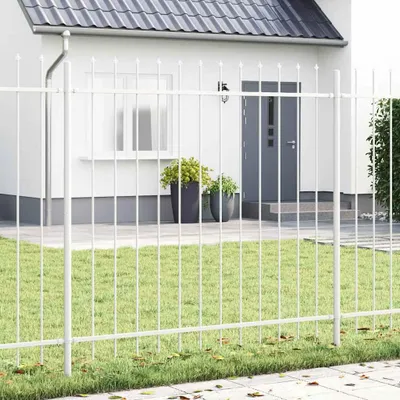 Produktbild von (Robust Möbel)Gartenzaun - elegantes Design - Sichtschutz/Windschutz fur Garten - 8 pcs Weiß 13,6x1,5 m Pulverbeschichteter Stahl Promotion343046 - Metallzäune