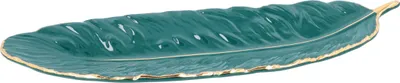 Obrázok produktu pre QUVIO Servírovacia miska - Dekoratívna miska - Miska na tapas - Porcelán - Tmavo zelená - 3 x 36 x 3 cm (dxšxv)