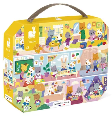 Produktbild von Janod Puzzle Tagesablauf 24 Teile Lernspielzeug für Kinder