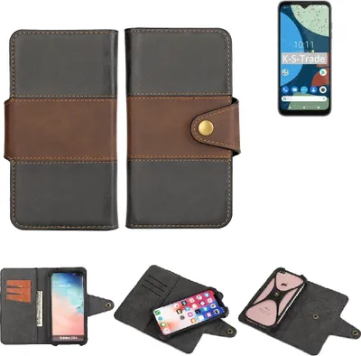 Produktbild von K-S-Trade Handyhülle Schutzhülle Hülle Bookstyle Wallet-Case kompatibel mit Fairphone 4 Bumper Rundumschutz schwarz-braun 1x